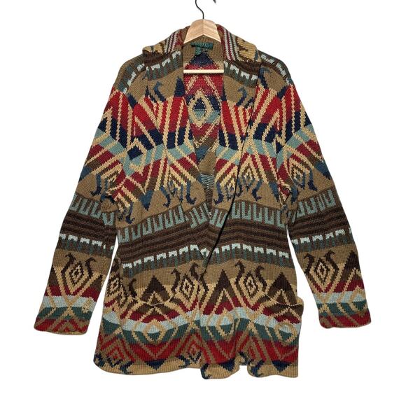 Lauren Ralph Lauren Exclusive Native Hand Knit Blanket Cardigan Sweater Size 1X - Picture 1 of 16